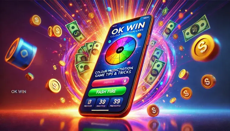 DALL·E 2025 01 30 17.46.47 A realistic and visually engaging feature image for a blog post titled OK Win Download Colour Prediction Game with Tips Tricks. The image should